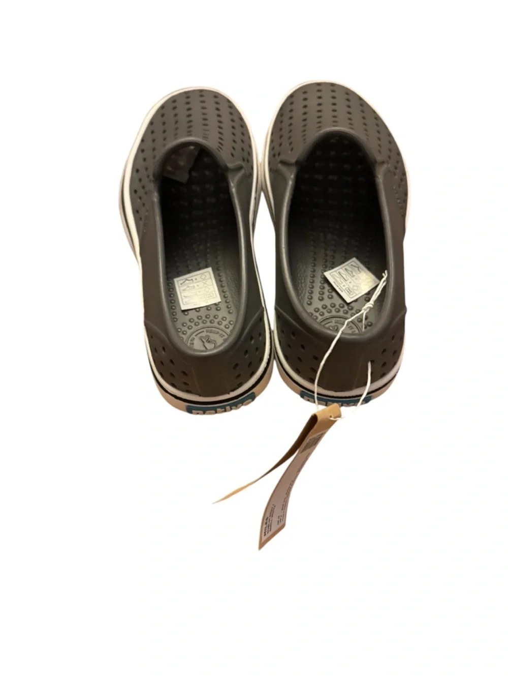 Native Kids Perforated Slip-On Sandals - Gray with White Trim